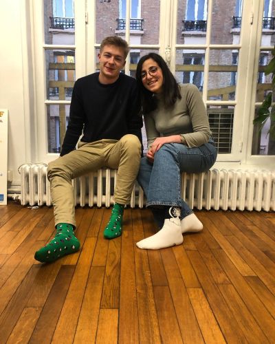 ☀️ Paris's office got two new interns! achille1208 & arijh.abdallah.Arij and Achille joined as Business Development and Finance interns respectively
Both of them are wearing thesoclock a wonderful Socks brand created by Arij in Lebanon ?
Welcome! ?